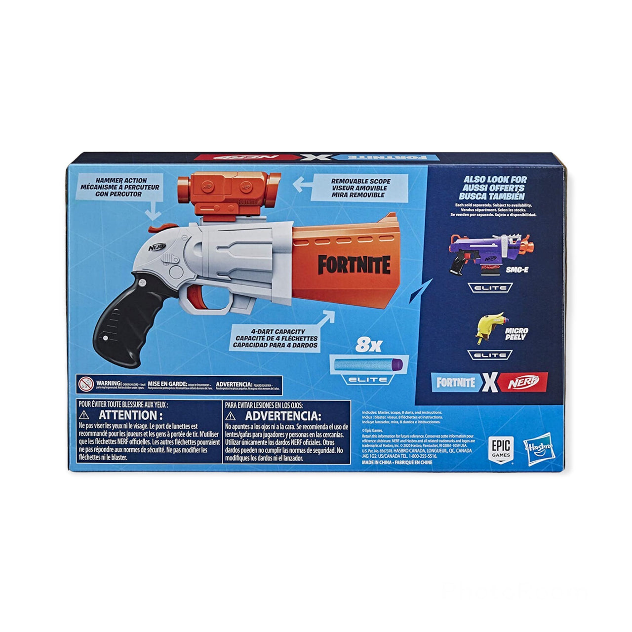 NERF Fortnite SR - Blaster de Acción Martillo con Dardos